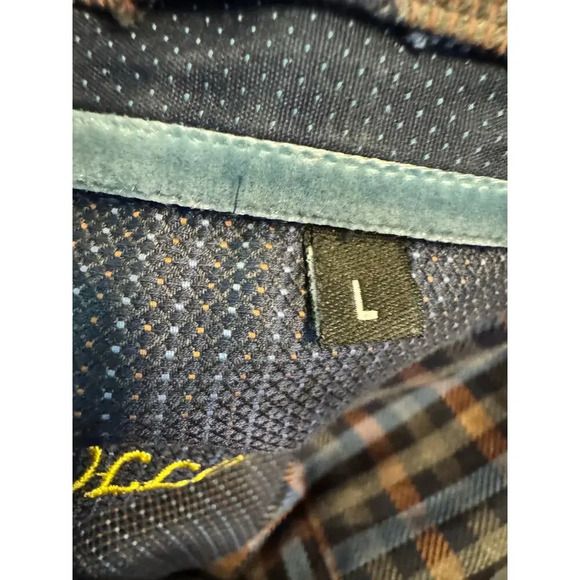 Bullock & Jones Button down L small plaid velvet accent 100% Cotton - Picture 9 of 10